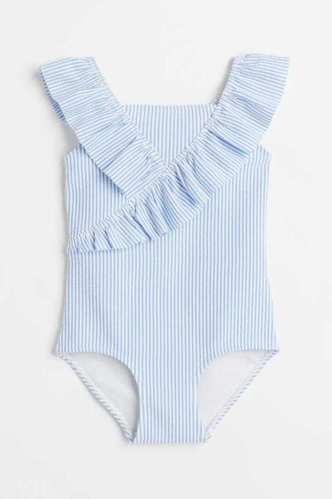 H&M Ruffled Badeanzüge Kinder Dunkeltürkis | 8206-STXYI