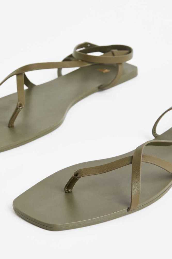 H&M Sandalen Damen Dunkelkhaki Grün | 8095-PMGFU