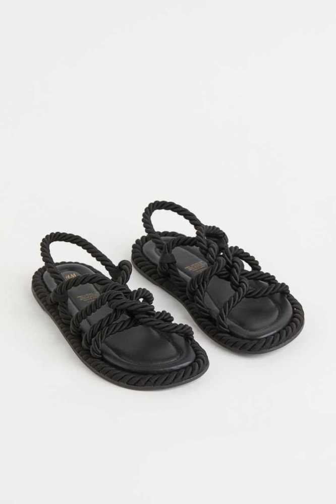 H&M Sandalen Damen Schwarz | 8360-STZQK