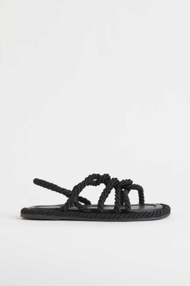 H&M Sandalen Damen Schwarz | 8360-STZQK