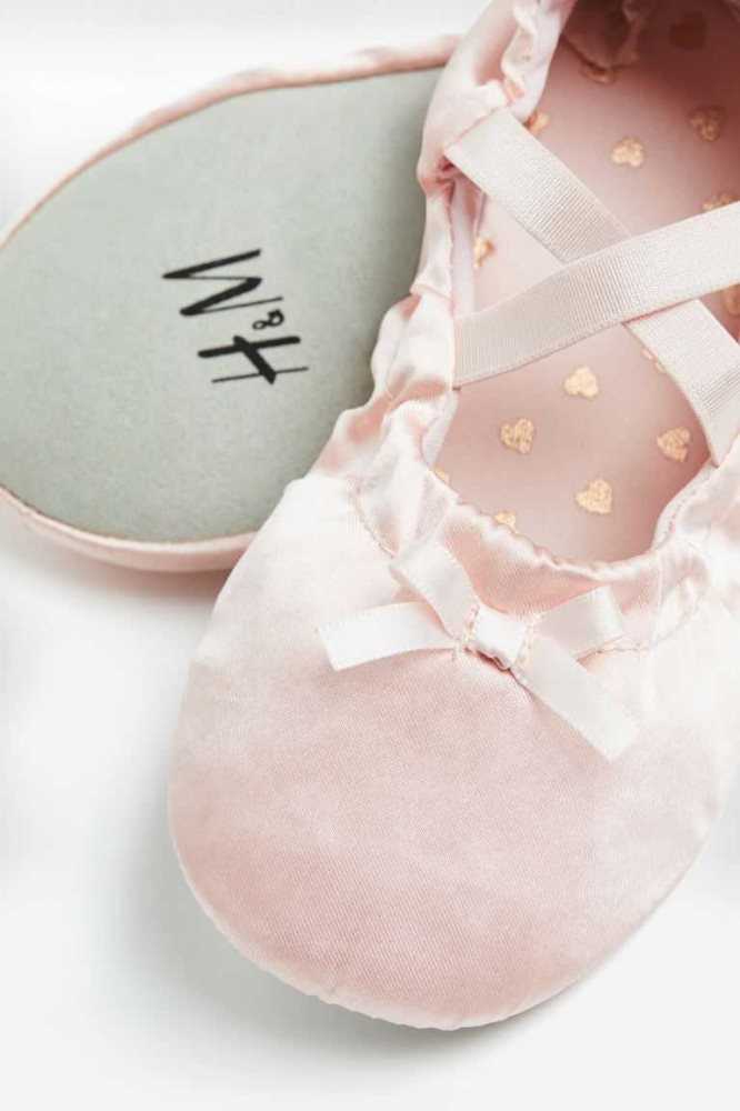 H&M Satin Ballet Flache Schuhe Kinder Hellrosa | 5301-BFLMY