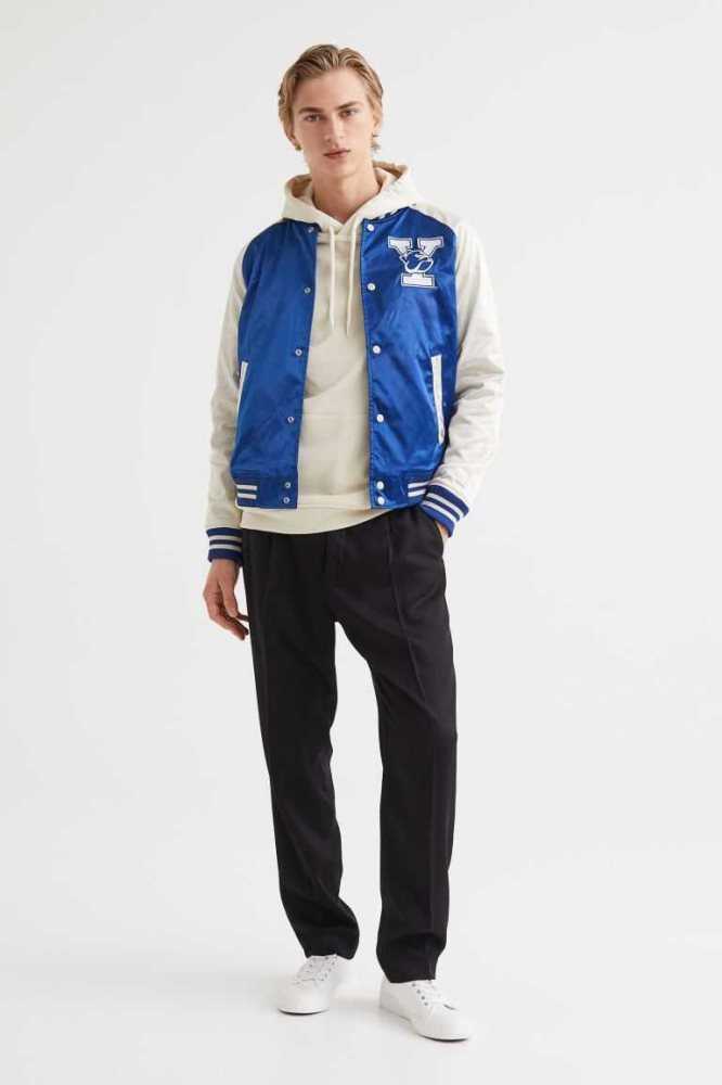 H&M Satin Bomber Jacke Herren Blau | 7165-ECAVK