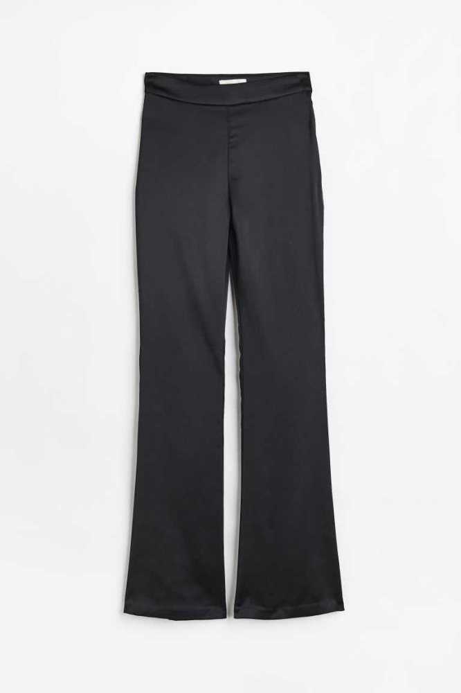 H&M Satin Hose Damen Schwarz | 8039-VOAKC