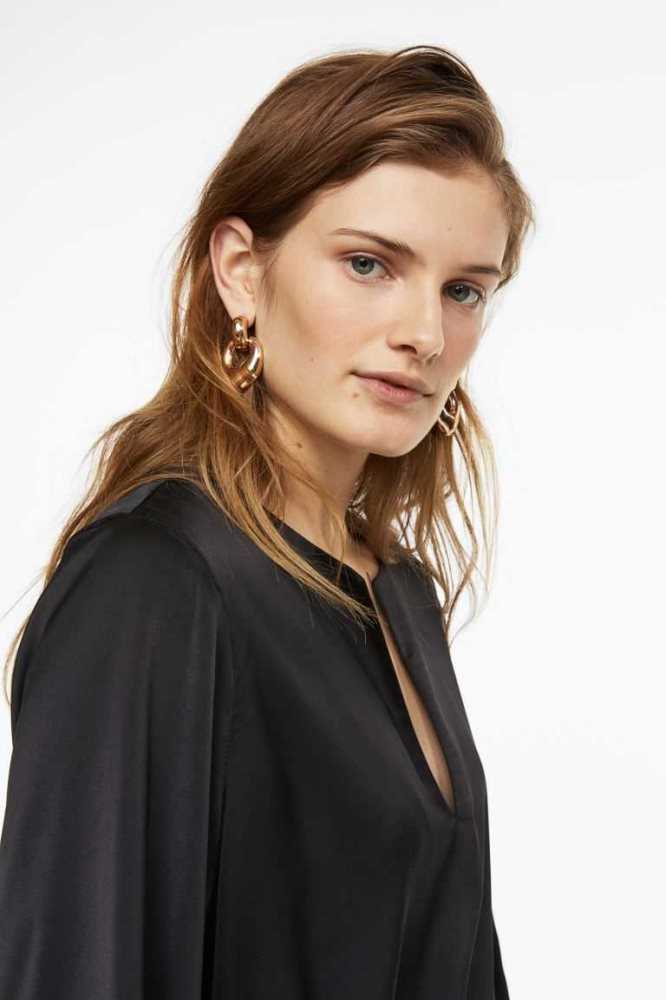 H&M Satin Kleider Damen Dunkelgrün | 0514-QEUSX