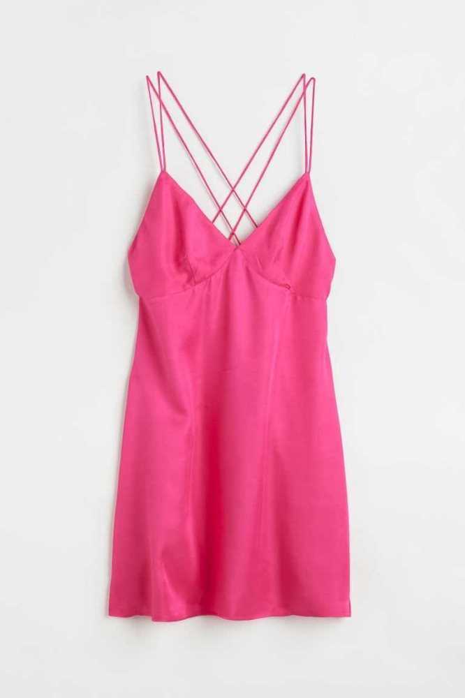 H&M Satin Kleider Damen Rosa | 4569-VXUJH