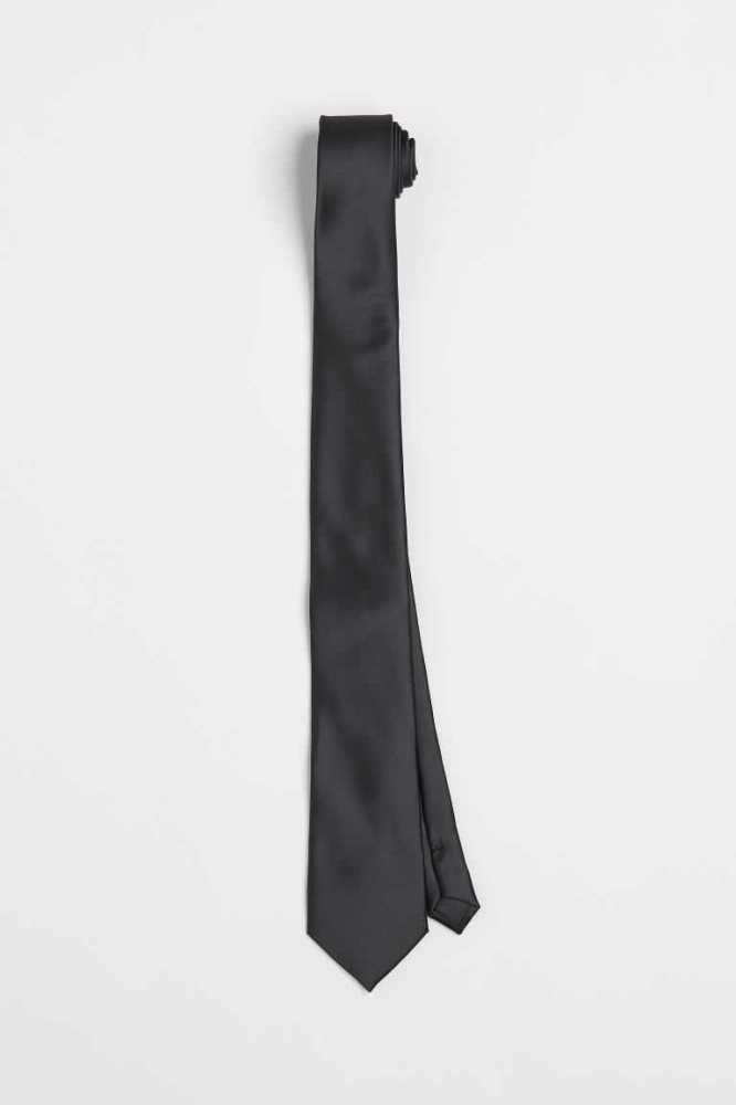 H&M Satin Tie Blazer Herren Schwarz | 3684-DRSOZ