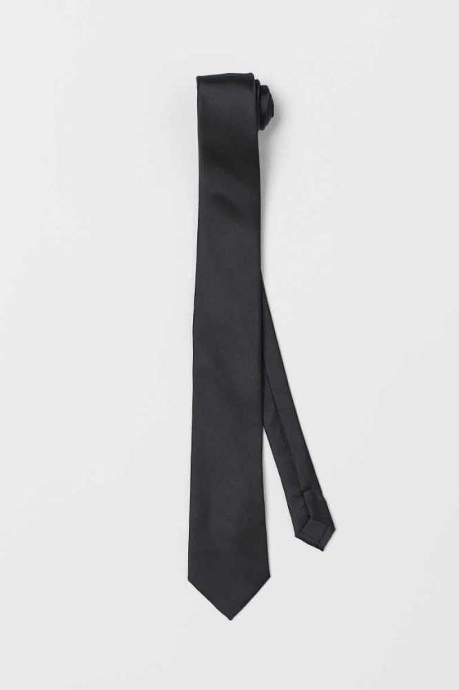 H&M Satin Tie Blazer Herren Schwarz | 3684-DRSOZ