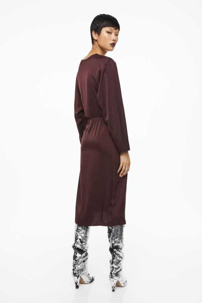 H&M Satin wrap Kleider Damen Bordeaux | 8261-CYLRJ