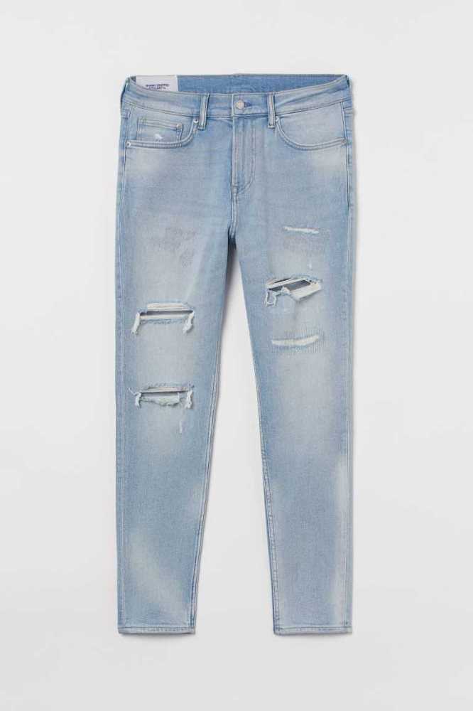 H&M Schlank Crop Jeans Herren Hellblau | 2183-BCXQS