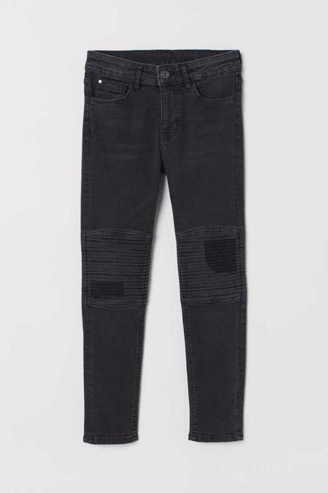 H&M Schlank Fit Biker Jeans Kinder Blau Schwarz | 1564-ZJWGQ