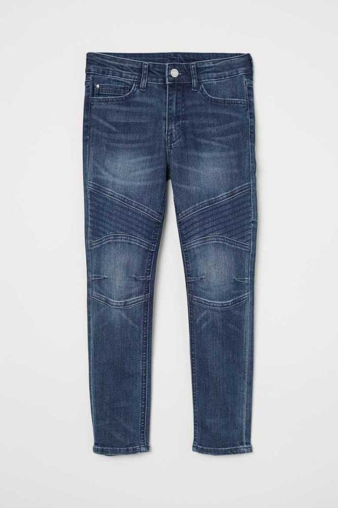 H&M Schlank Fit Biker Jeans Kinder Blau Schwarz | 1564-ZJWGQ