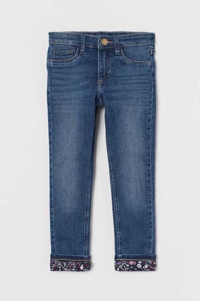 H&M Schlank Fit Gefütterte Jeans Kinder Schwarz | 1074-RWIQG