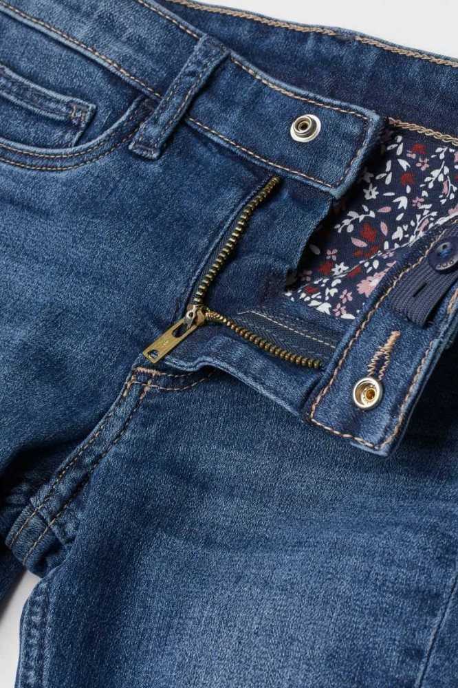 H&M Schlank Fit Gefütterte Jeans Kinder Dunkelblau | 3625-WTMFH