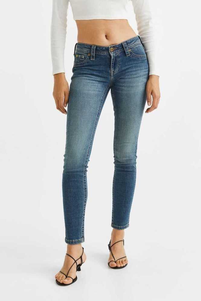 H&M Schlank Low Jeans Damen Blau | 5106-HXGVY