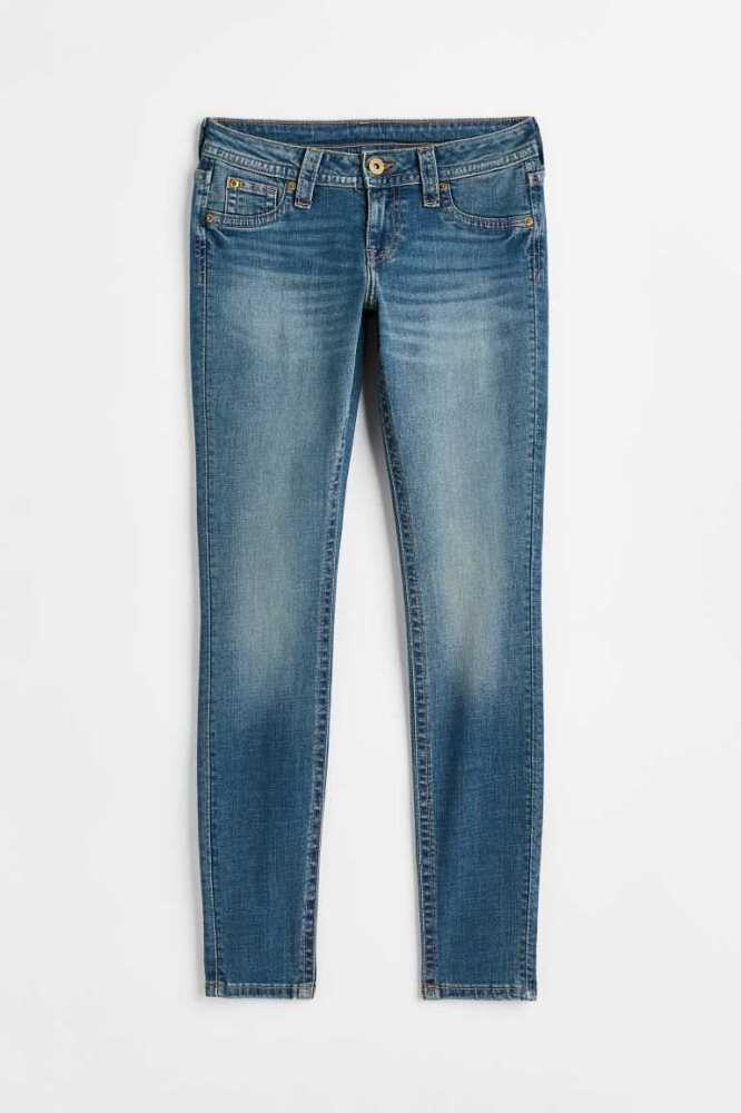 H&M Schlank Low Jeans Damen Blau | 5106-HXGVY