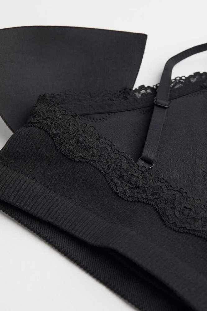 H&M Seamless Gepolstert Bra Unterwäsche Damen Schwarz | 3547-YUGOE