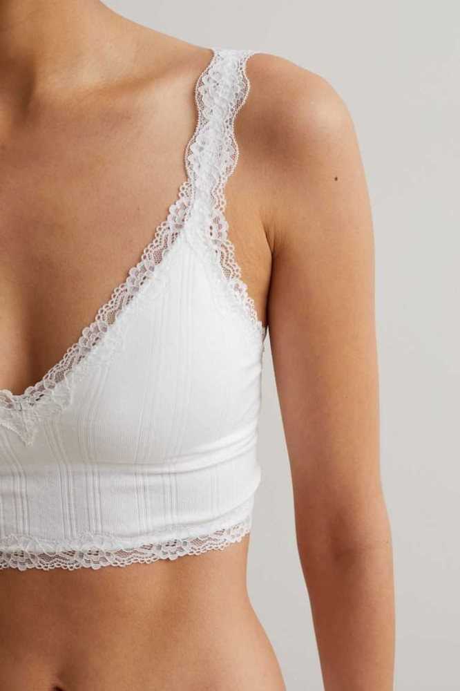 H&M Seamless Gepolstert Jersey Bra Unterwäsche Damen Weiß | 1739-HUVDC