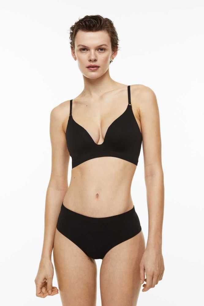 H&M Seamless Jersey Push-up Bra Unterwäsche Damen Schwarz | 7348-MCQTI