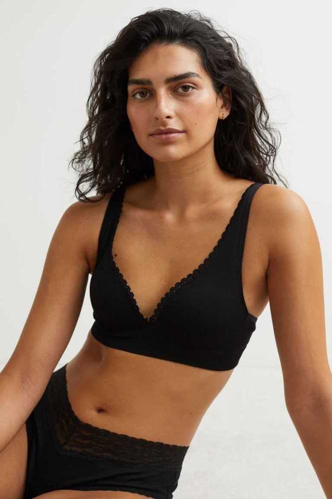 H&M Seamless Jersey Push-up Bra Unterwäsche Damen Schwarz | 7610-RQVHD