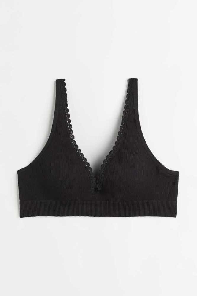 H&M Seamless Jersey Push-up Bra Unterwäsche Damen Schwarz | 7610-RQVHD