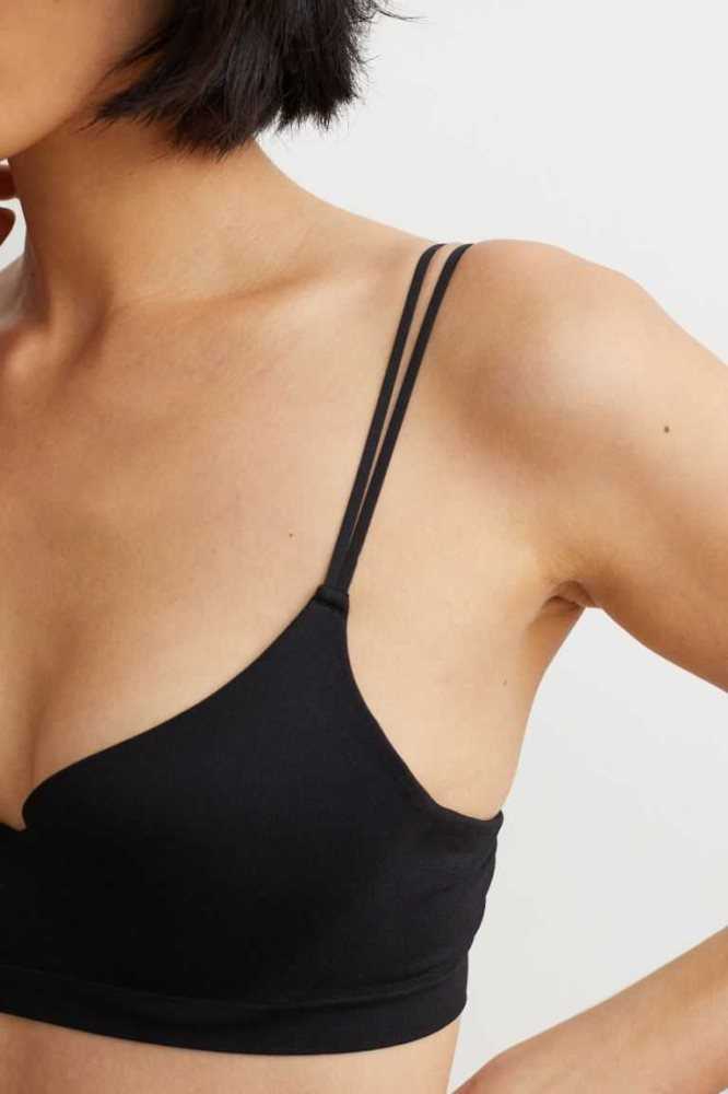 H&M Seamless Jersey Push-up Bra Unterwäsche Damen Schwarz | 8034-EJWDY