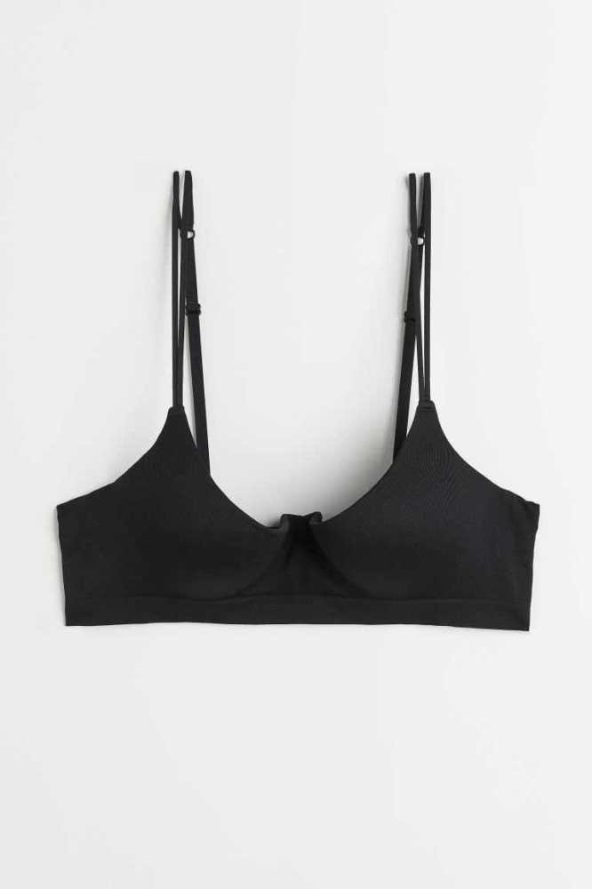 H&M Seamless Jersey Push-up Bra Unterwäsche Damen Schwarz | 8034-EJWDY