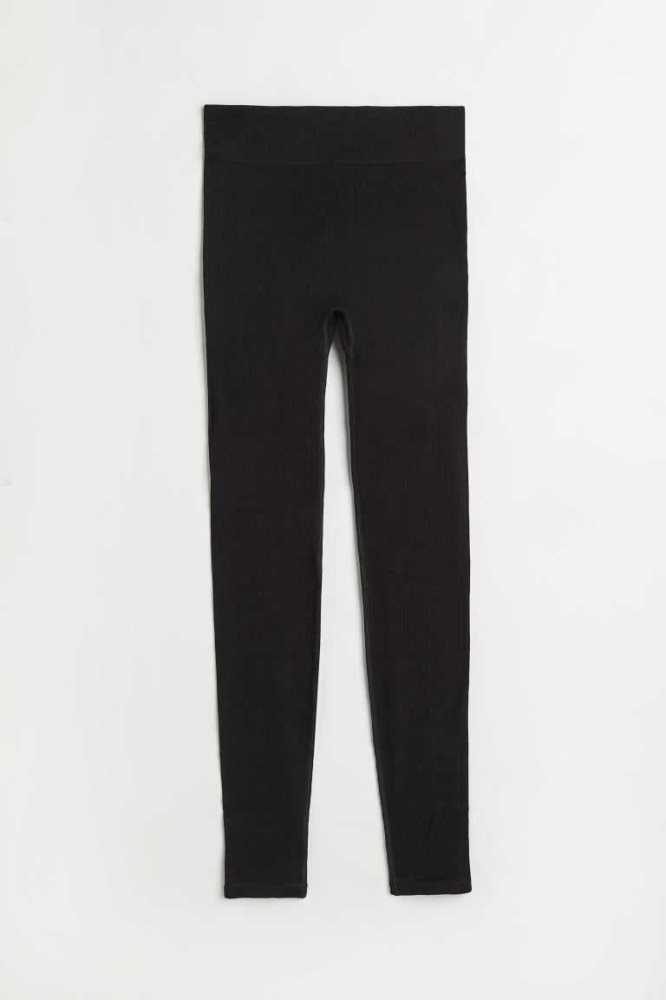 H&M Seamless Leggings Hose Damen Schwarz | 9031-BXEJP