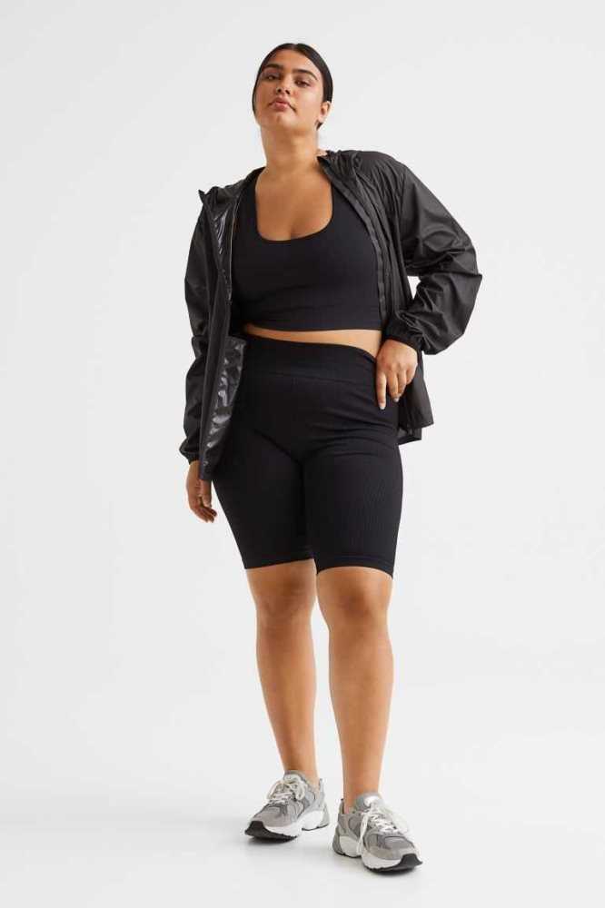 H&M Seamless Sports Bike Kurze Hose Damen Schwarz | 0789-JLPHF