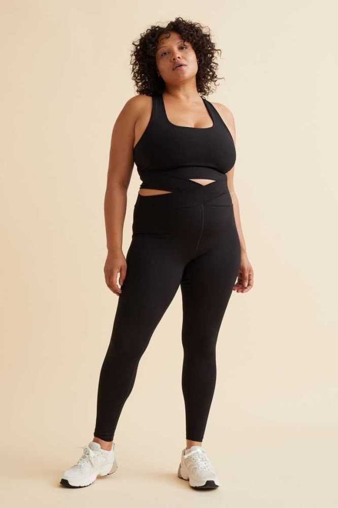 H&M Seamless Sports Leggings Hose Damen Schwarz | 6392-TYPDA