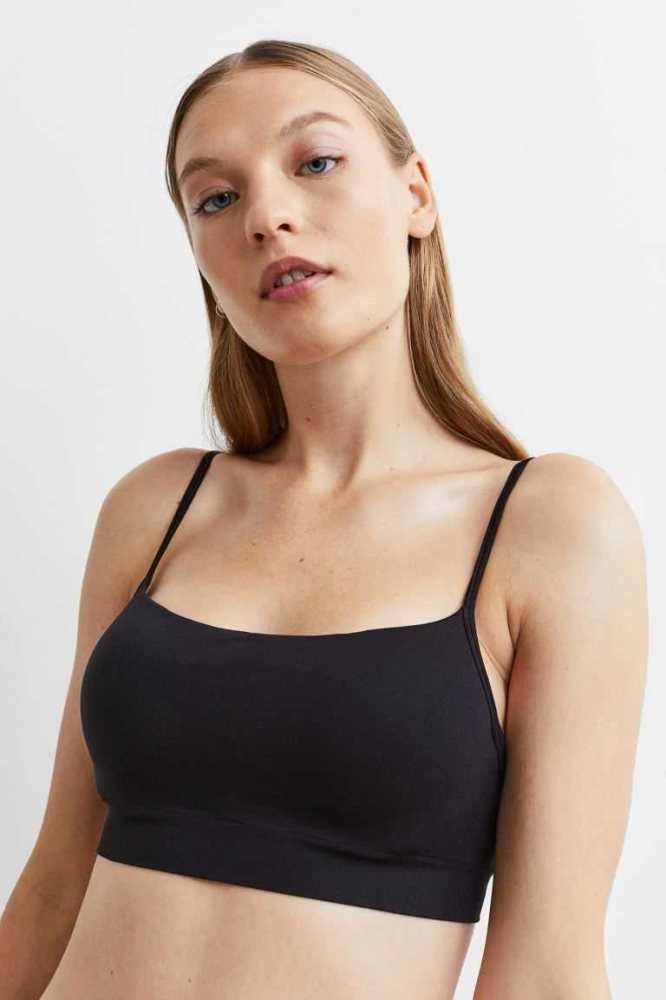 H&M Seamless Super Push-up Bra Unterwäsche Damen Schwarz | 2746-GSHMW