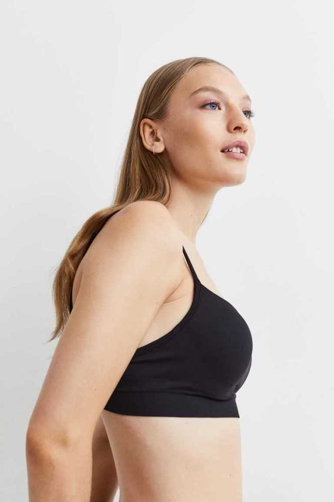 H&M Seamless Super Push-up Bra Unterwäsche Damen Schwarz | 2746-GSHMW