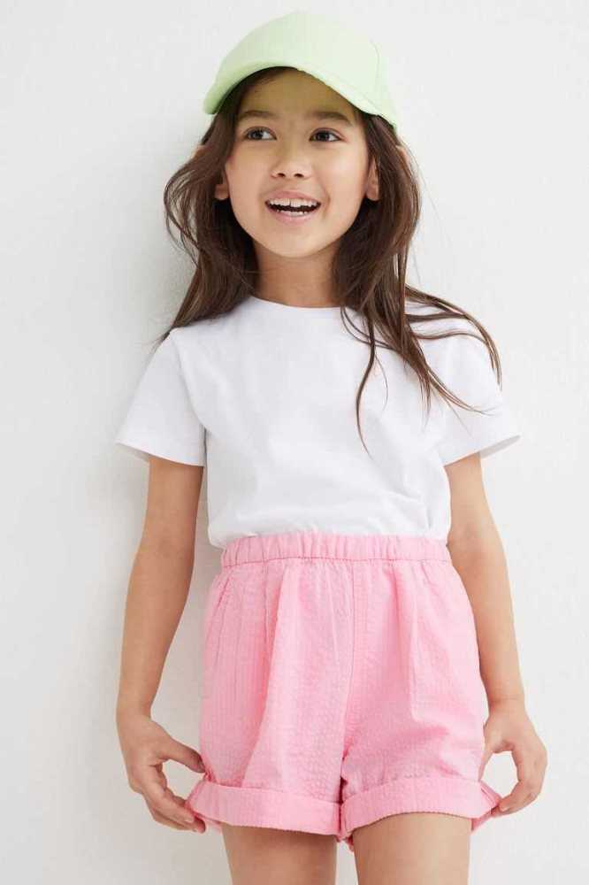 H&M Seersucker Kurze Hose Kinder Hellrosa | 5462-DMSVX