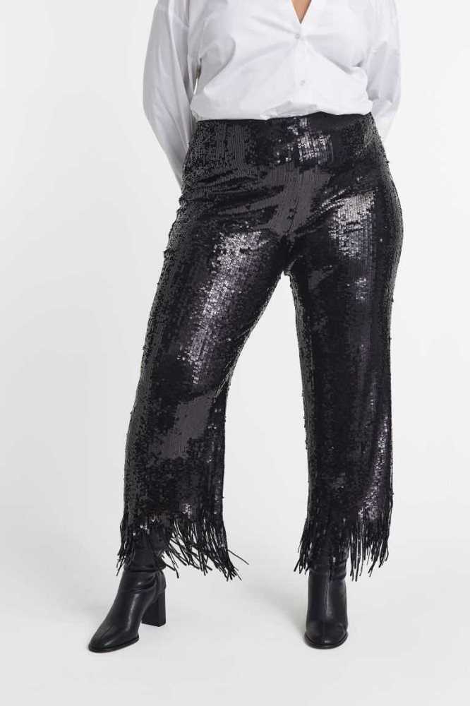 H&M Sequined Hose Damen Schwarz | 9385-MJYWI