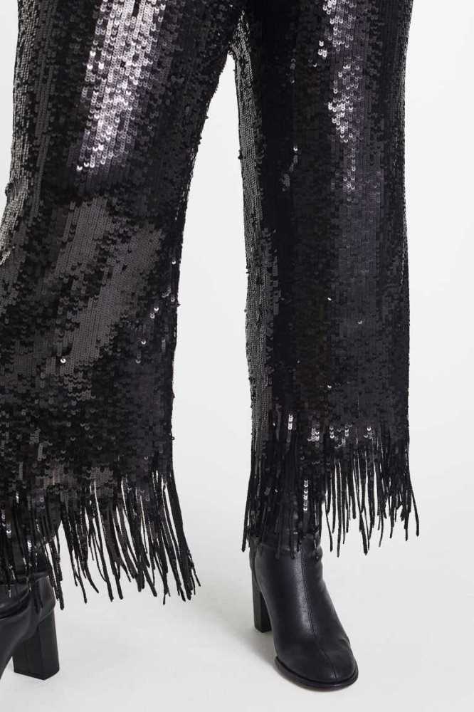 H&M Sequined Hose Damen Schwarz | 9385-MJYWI