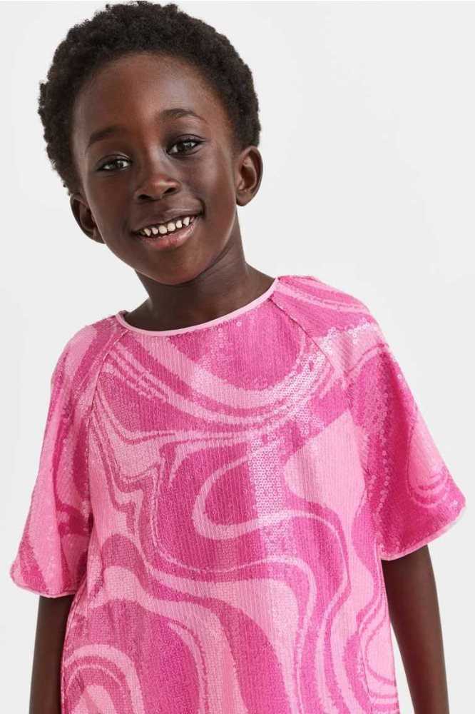 H&M Sequined Kurzes Kleid Kinder Rosa | 9580-XFRWA