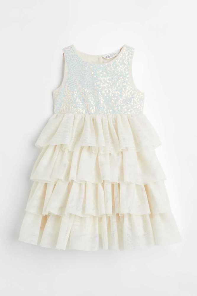 H&M Sequined Tulle Kurzes Kleid Kinder Hellrosa | 5247-FDWAS