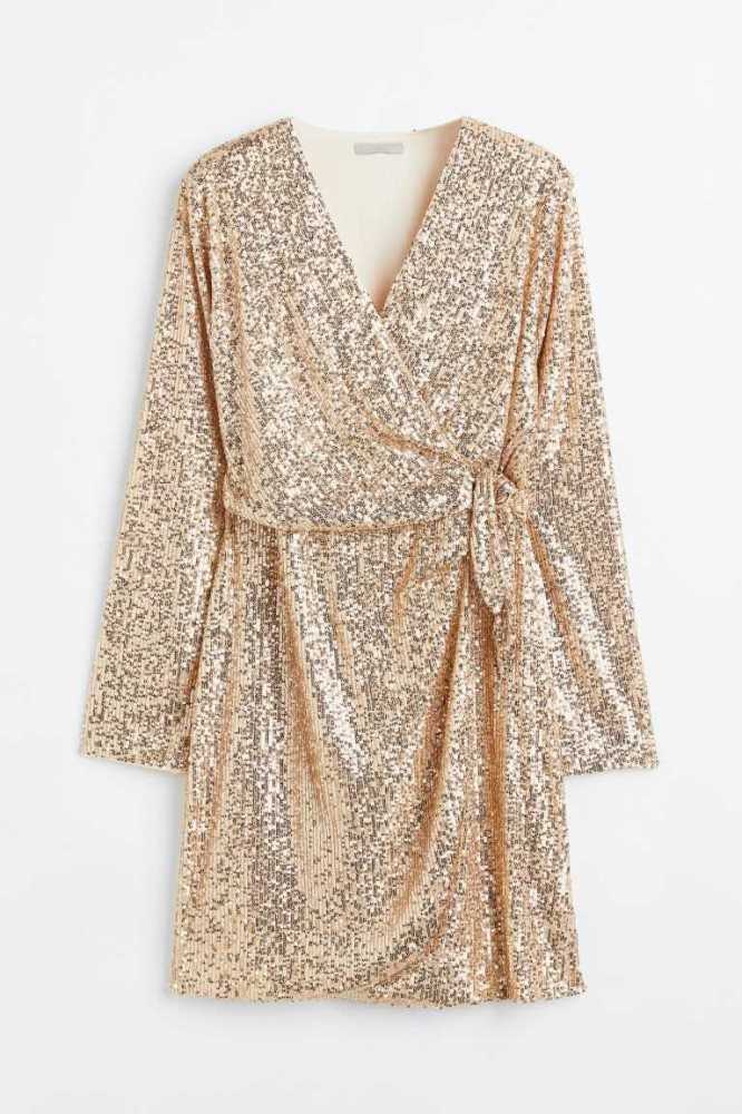 H&M Sequined Wrap Kleider Damen Dunkelgrün | 1802-RPEMG