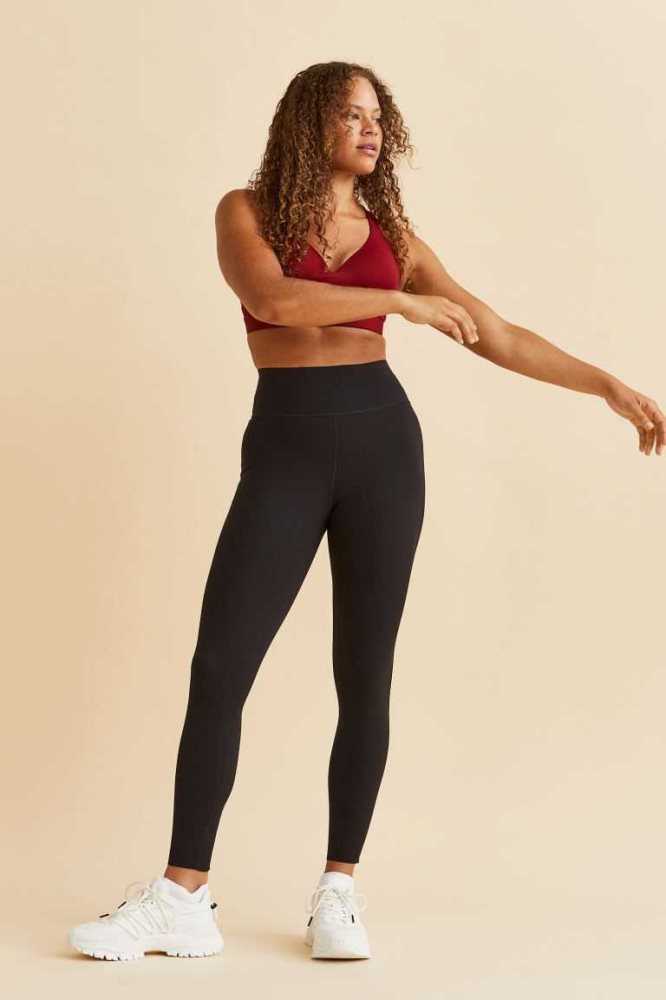 H&M Shaping Sports Leggings Hose Damen Schwarz | 3584-OECDR