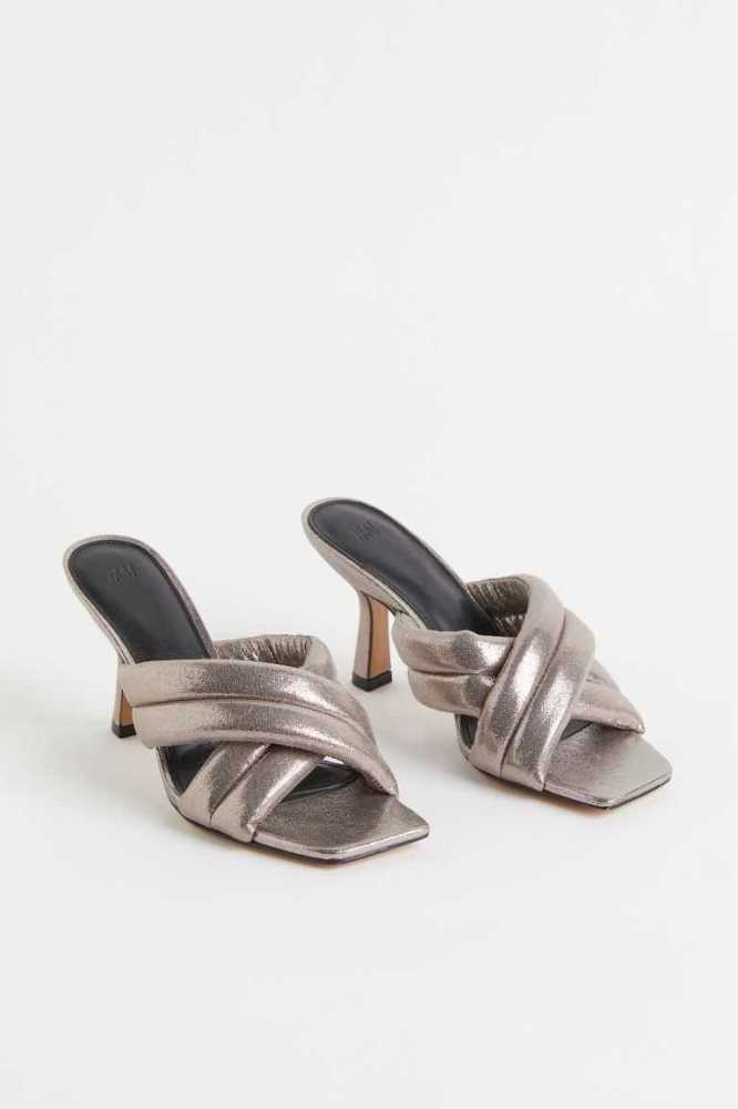 H&M Shimmery Metallic Slip-in Sandalen Damen Braun | 5841-WFYOD