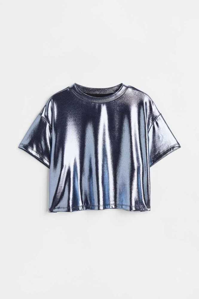 H&M Shimmery Oberteile Kinder Blau | 9736-VPUKW