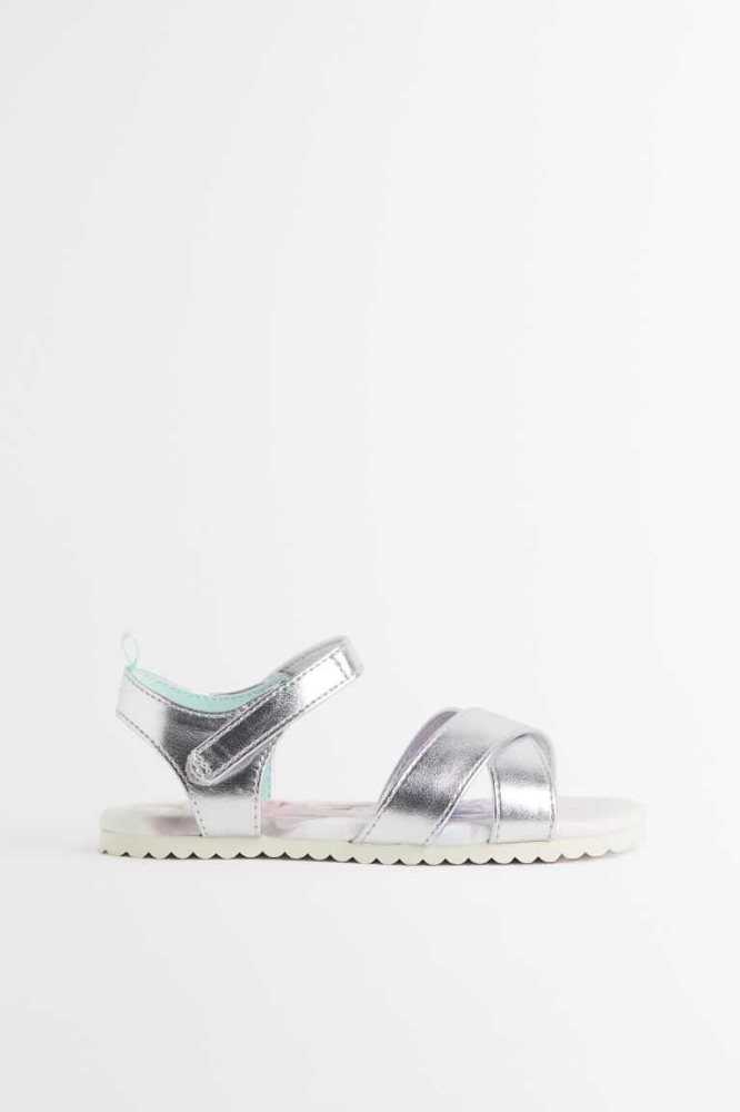 H&M Shimmery Printed Sandalen Kinder Silber | 2085-RZAXQ