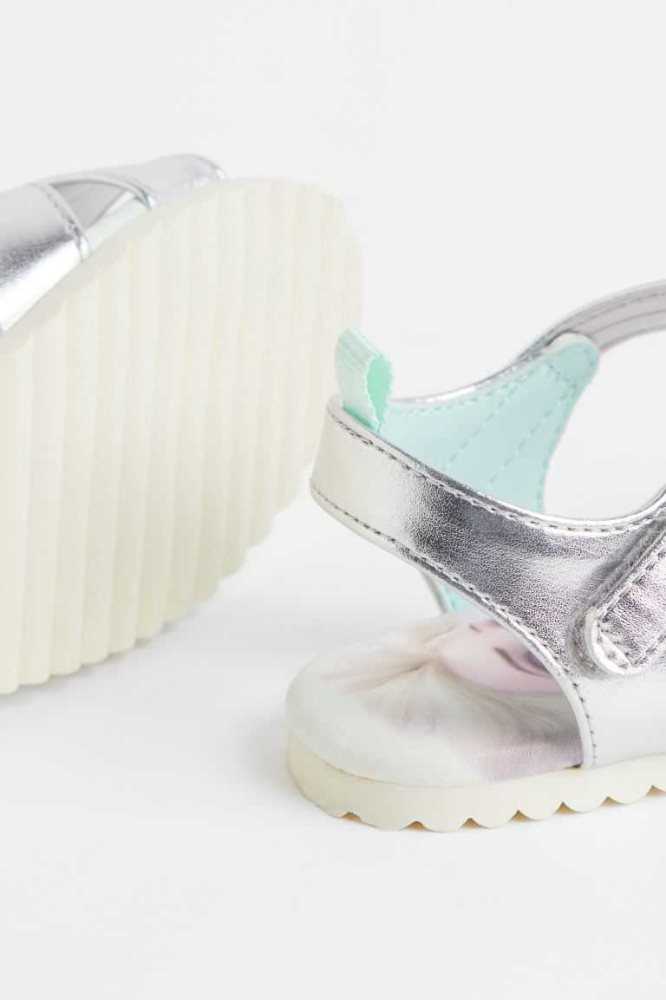 H&M Shimmery Printed Sandalen Kinder Silber | 2085-RZAXQ