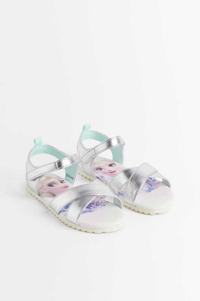 H&M Shimmery Printed Sandalen Kinder Silber | 2085-RZAXQ