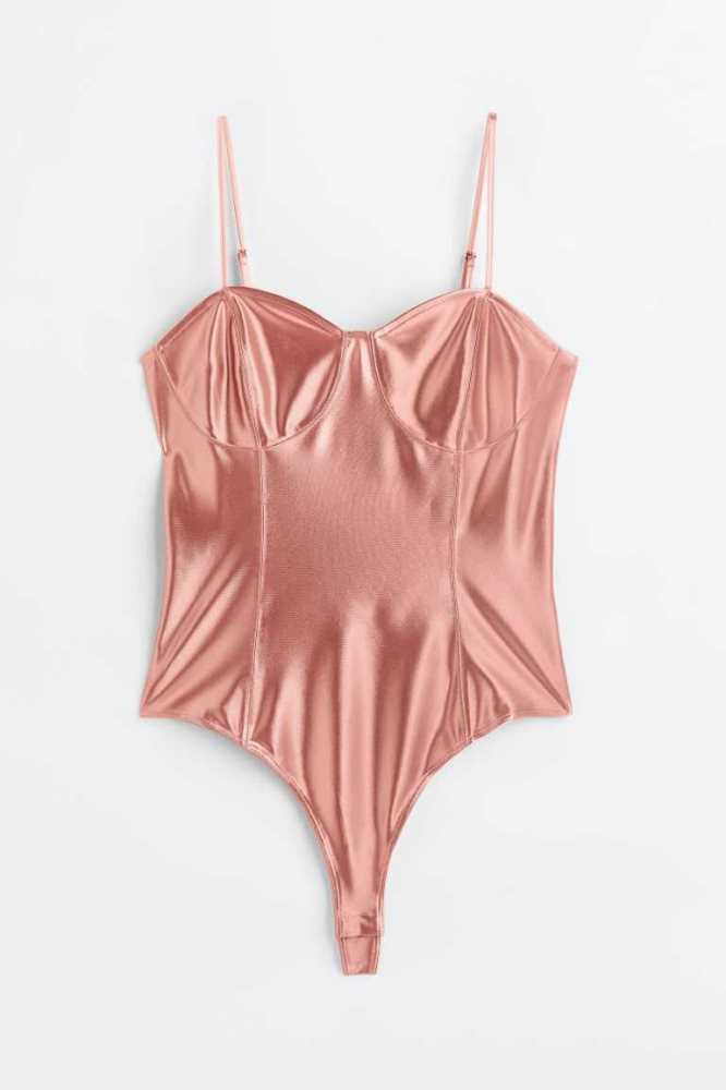 H&M Shimmery Tanga Bodysuit Oberteile Damen Schwarz | 1583-XKHPS