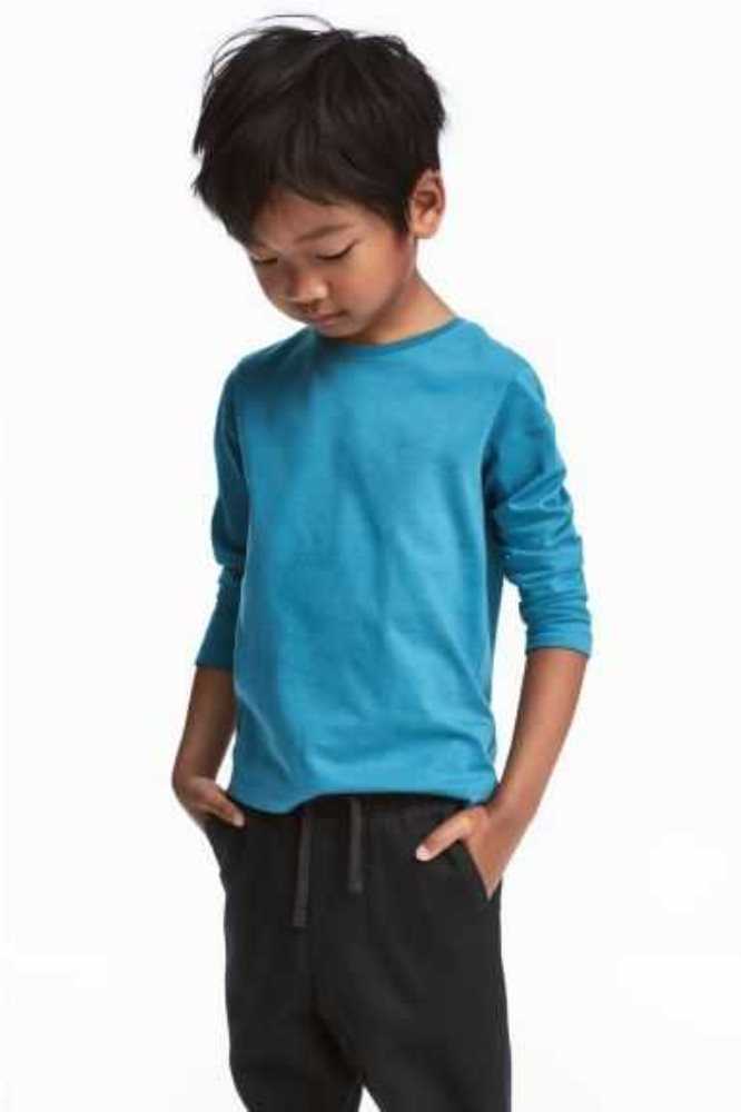 H&M Shirt Jersey Kinder Hellgrün | 3876-UKTDG