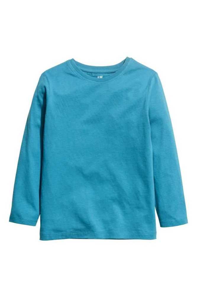 H&M Shirt Jersey Kinder Hellgrün | 3876-UKTDG