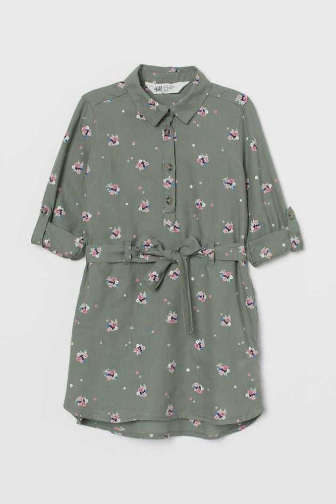 H&M Shirt Kurzes Kleid Kinder Hellblau | 4017-ZBUFR