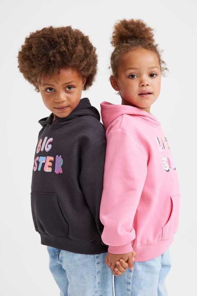 H&M Sibling Hoodie Kinder Schwarz | 1426-JVPON