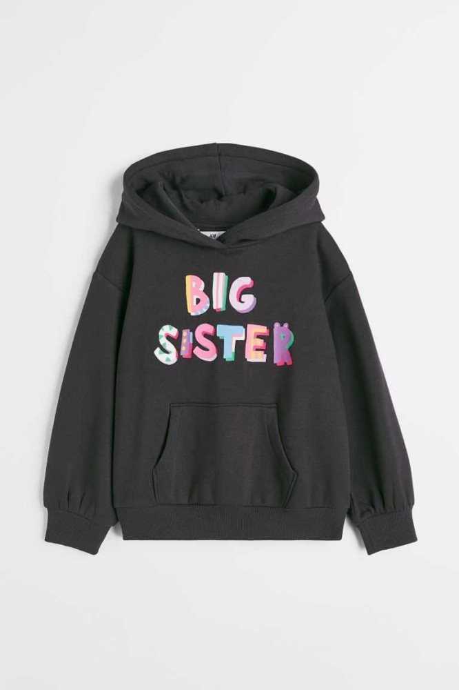 H&M Sibling Hoodie Kinder Schwarz | 1426-JVPON