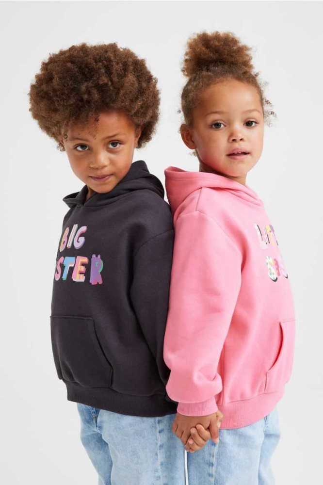 H&M Sibling Hoodie Kinder Schwarz | 1426-JVPON